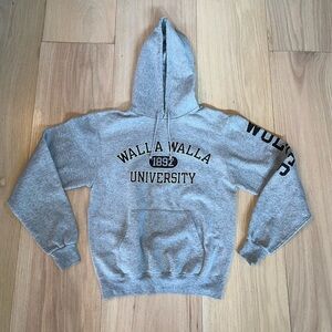 Walls Walla University Wolves Gray Champion Hoodie Size Small